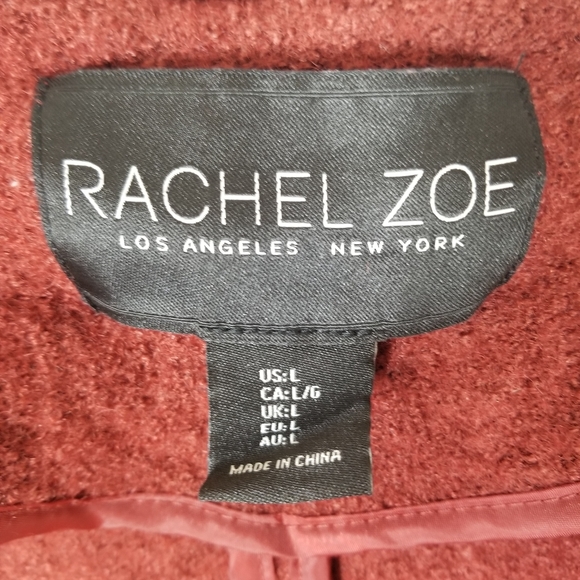Rachel Zoe Rust Red Wool Blend Button Sweater Jacket Pockets Size Large - Picture 2 of 6